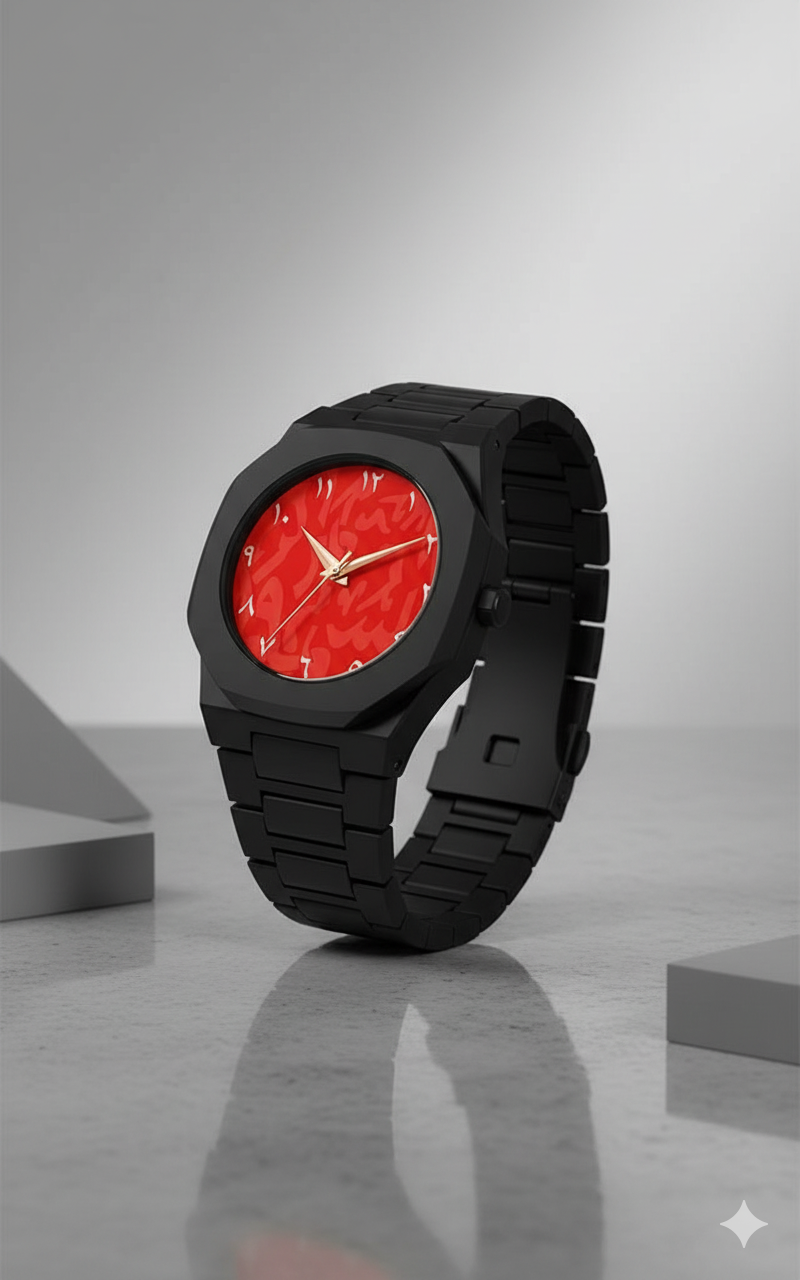 Montre Polycarbone Cadran Rouge – Chiffres Arabes