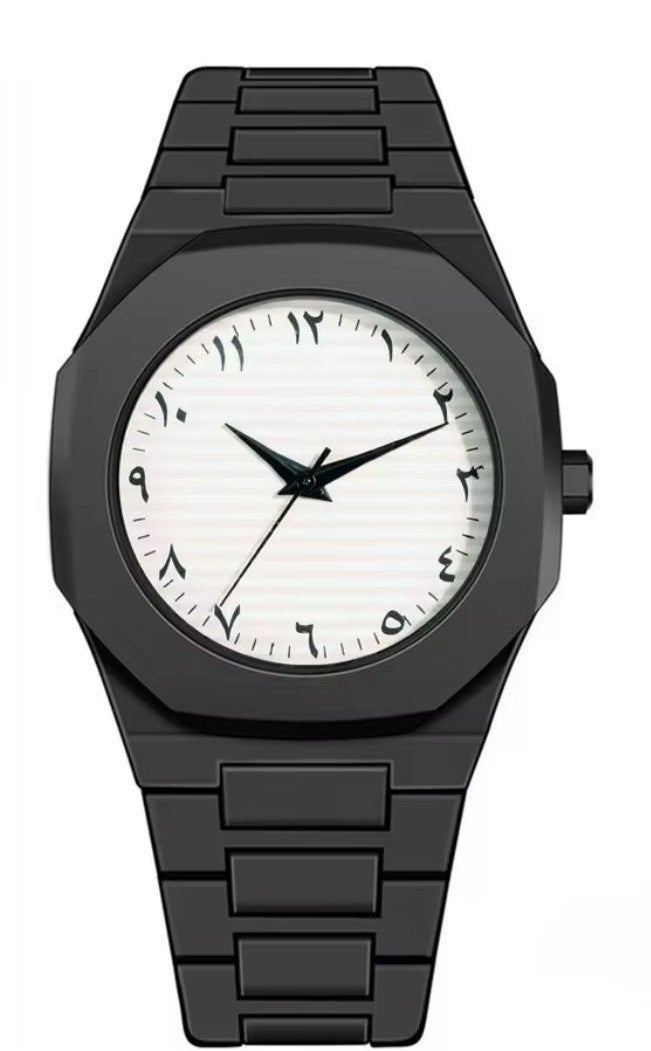 Montre Polycarbone Noir &amp; Blanc – Cadran Chiffres Arabes